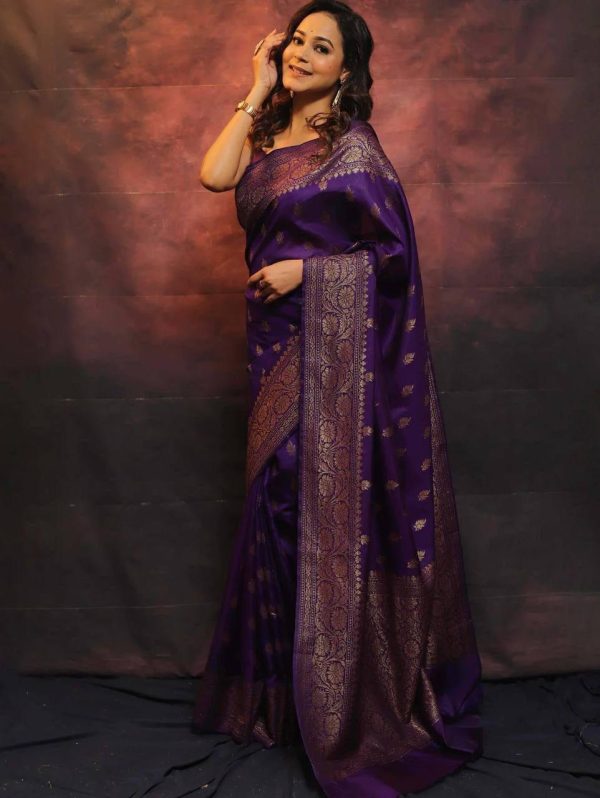 KP 6010 Purple Soft Lichi Silk Jacquard Saree Perfect for Wedding, Party, Traditional Day, Family Gatherings, Sangeet . Grab it for ₹1349. Delivery 4-6 W | Sarees, Bollywood Sarees, Creative Sarees, Designer Sarees, Embroidered Sarees, Ethnic Saree, Modern Digital sarees, Party Wear Sarees