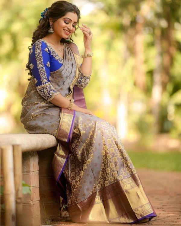 KP 3077 Purple Soft Lichi Silk Saree Perfect for Wedding, Party, Housewarming, Baby Shower, Onam . Available at ₹1599 only. Delivery 4-6 Working Da | Sarees, Bollywood Sarees, Creative Sarees, Designer Sarees, Embroidered Sarees, Ethnic Saree, Modern Digital sarees, Party Wear Sarees