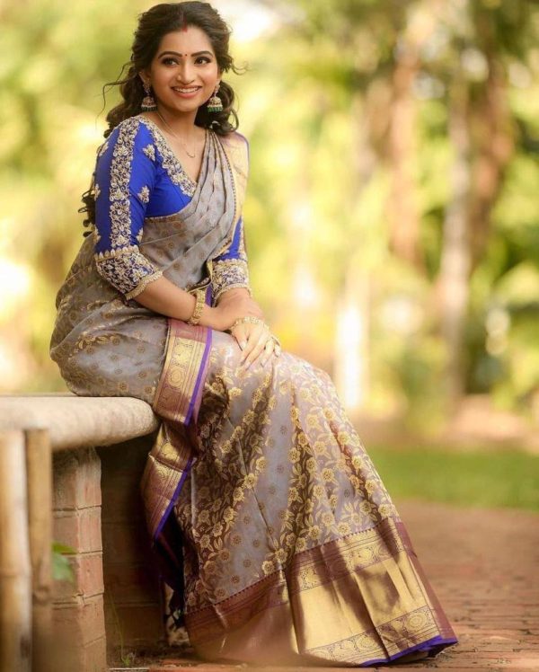 KP 3077 Purple Soft Lichi Silk Saree Perfect for Wedding, Party, Housewarming, Baby Shower, Onam . Available at ₹1599 only. Delivery 4-6 Working Da | Sarees, Bollywood Sarees, Creative Sarees, Designer Sarees, Embroidered Sarees, Ethnic Saree, Modern Digital sarees, Party Wear Sarees