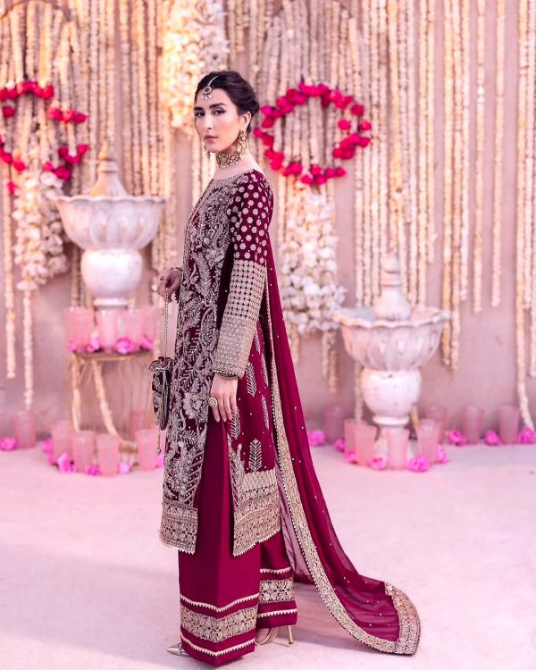 SRK 5297 Rani Pink Heavy Faux Georgette With Chain Stitch Embroidery Sequence Work Salwar Suit Wedding, Party, Festive, Events, 4-6 Working Days At 2399 | Jump Suits, Salwar suit, Casual Suits, Creative suits, Designer Suits, Palazzo Suits, Party Wear Suits, Patiala Suits, Straight Suits