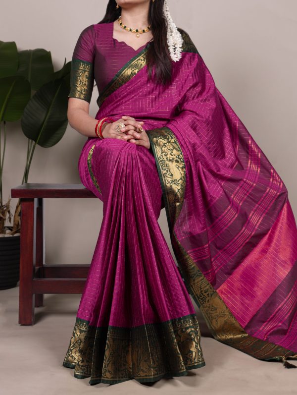 YNF 7405 Rani Pink Poly Cotton With Zari Work Saree . Wedding, Party, Festive, Events Now at just ₹1449. Delivery 4-6 Working Days. Shop now. | Sarees, Bollywood Sarees, Creative Sarees, Designer Sarees, Embroidered Sarees, Ethnic Saree, Modern Digital sarees, Party Wear Sarees