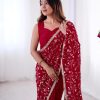 SRK 5296 Red Crunchy Silk Lace Work & Embroidery Work Saree in . Special Price ₹1799. Delivery 4-6 Working Days. Shop now. | Sarees, Bollywood Sarees, Creative Sarees, Designer Sarees, Embroidered Sarees, Ethnic Saree, Modern Digital sarees, Party Wear Sarees