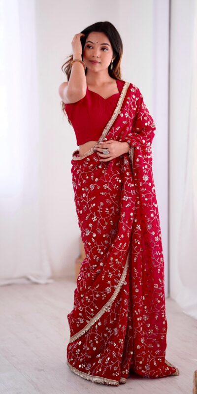 SRK 5296 Red Crunchy Silk Lace Work & Embroidery Work Saree in . Special Price ₹1799. Delivery 4-6 Working Days. Shop now. | Sarees, Bollywood Sarees, Creative Sarees, Designer Sarees, Embroidered Sarees, Ethnic Saree, Modern Digital sarees, Party Wear Sarees