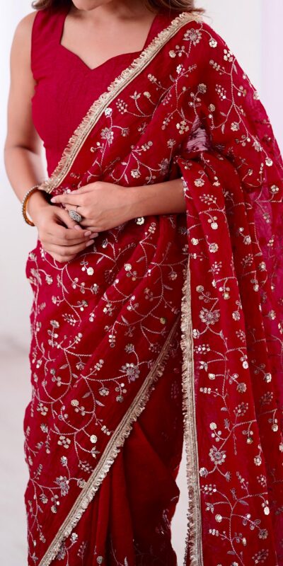 SRK 5296 Red Crunchy Silk Lace Work & Embroidery Work Saree in . Special Price ₹1799. Delivery 4-6 Working Days. Shop now. | Sarees, Bollywood Sarees, Creative Sarees, Designer Sarees, Embroidered Sarees, Ethnic Saree, Modern Digital sarees, Party Wear Sarees