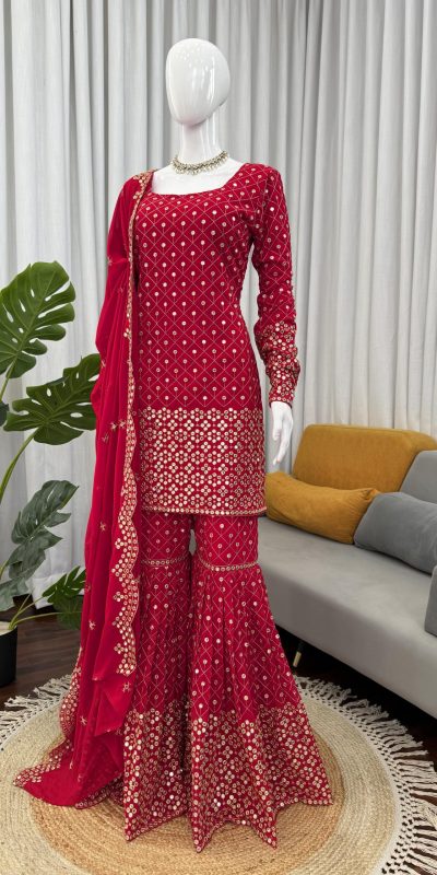 RTC 5921 Red Faux Georgette Salwarv suit with Lace Work. Wedding, Party, Festive, Events Grab it for ₹2549. Delivery 4-6 Working Days. Shop now. | Jump Suits, Tops & Bottoms, Track Suits, Salwar suit, Casual Suits, Creative suits, Designer Suits, Palazzo Suits, Party Wear Suits, Patiala Suits, Straight Suits, Trendy Wear