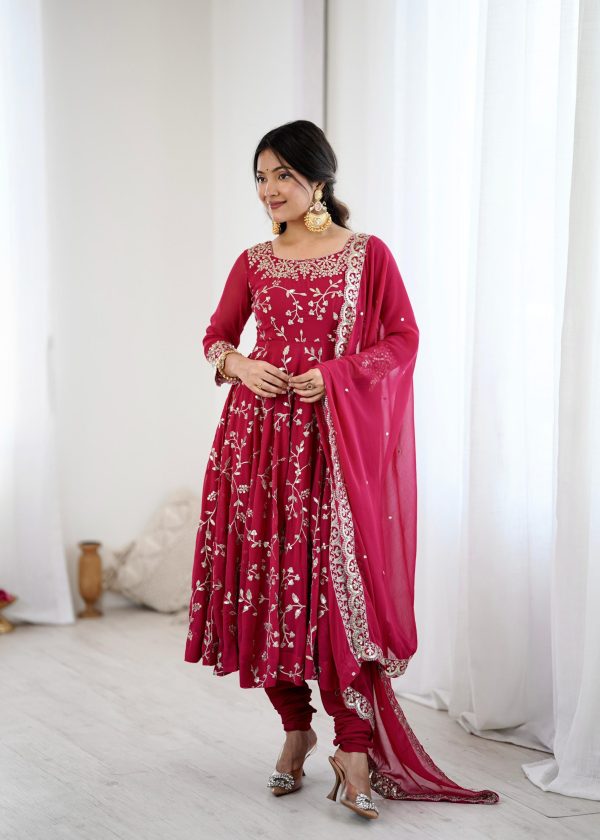 SRK 5299 Red Faux Georgette With Sequence Work Perfect for Wedding, Party, Lohri, Temple Visit, Ganesh Chaturthi Festive, Events, 4-6 Working Days At 2149 | Gowns, Bollywood Gowns, Creative Gowns, Designer Gowns, Embroidered Gowns, Party Wear Gowns