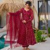 ZSR 3145 Red Faux Georgette With Embroidery Sequence Work Gown Perfect for Wedding, Party, Bridal Wear, Family Gatherings, Festival Celebrations – . Now | Gowns, Bollywood Gowns, Creative Gowns, Designer Gowns, Embroidered Gowns, Party Wear Gowns