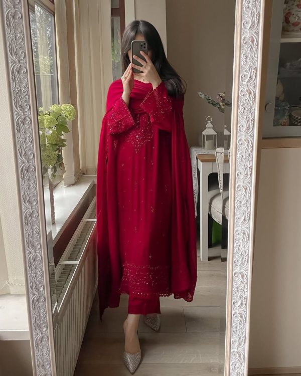 LG 2002 Red Georgette With Embroidery Work Salwar Suit . Wedding, Party, Festive, Events, Affordable Price ₹1999. Delivery 4-6 Working Days. Shop now. | Jump Suits, Tops & Bottoms, Track Suits, Salwar suit, Casual Suits, Creative suits, Designer Suits, Palazzo Suits, Party Wear Suits, Patiala Suits, Straight Suits, Trendy Wear