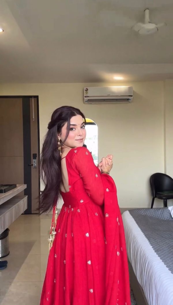 RTC 5924 Red Georgette Thread With Sequence Gown Perfect for Wedding, Party, Reception, Holi, Eid . Available at ₹1999 only. Delivery 4-6 Working Days. | Gowns, Bollywood Gowns, Creative Gowns, Designer Gowns, Embroidered Gowns, Party Wear Gowns