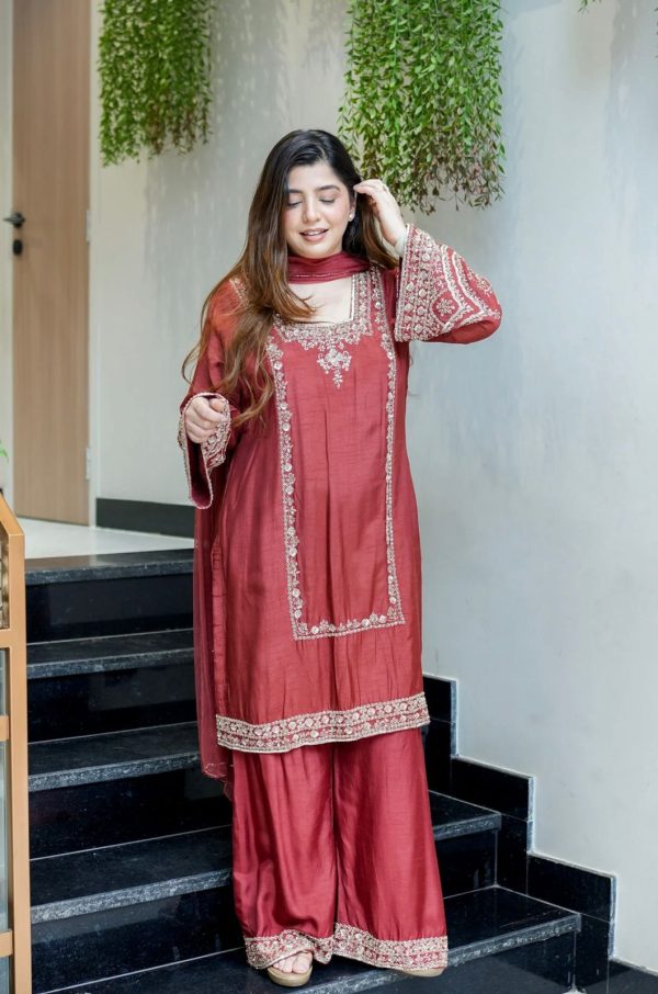 ZSR 3138 Red German Chiffon With Embroidery Work with Full Sleeve Salwar Suit Wedding, Party, Festive, Events,Now at just ₹1949. Delivery 4-6 Worki | Jump Suits, Salwar suit, Casual Suits, Creative suits, Designer Suits, Palazzo Suits, Party Wear Suits, Patiala Suits, Straight Suits