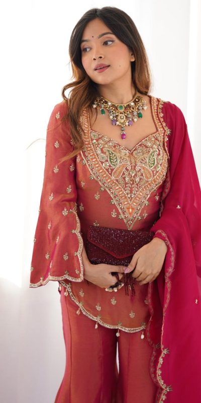 NSR 852 Red Simar Silk With Embroidery Work with Full Sleeve Salwar Suit in . Now at just ₹2099. Delivery 4-6 Working Days. Shop n | Jump Suits, Salwar suit, Casual Suits, Creative suits, Designer Suits, Palazzo Suits, Party Wear Suits, Patiala Suits, Straight Suits