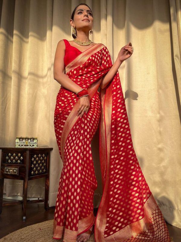 KP 5083 Red Soft Lichi Silk Perfect for Wedding, Party, Family Gatherings, Sangeet, Diwali Cloth. Saree. Get it for ₹1399. Delivery 4-6 Working Days. | Sarees, Bollywood Sarees, Creative Sarees, Designer Sarees, Embroidered Sarees, Ethnic Saree, Modern Digital sarees, Party Wear Sarees
