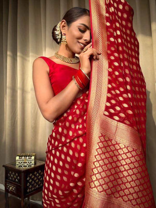 KP 5083 Red Soft Lichi Silk Perfect for Wedding, Party, Family Gatherings, Sangeet, Diwali Cloth. Saree. Get it for ₹1399. Delivery 4-6 Working Days. | Sarees, Bollywood Sarees, Creative Sarees, Designer Sarees, Embroidered Sarees, Ethnic Saree, Modern Digital sarees, Party Wear Sarees
