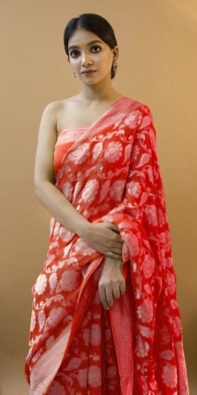 KP 1073 Red Soft Lichi Silk Saree Perfect for Wedding, Party, Sangeet, Ethnic Day, Festival Celebrations Get it for ₹1399. Delivery 4-6 Working Da | Sarees, Bollywood Sarees, Creative Sarees, Designer Sarees, Embroidered Sarees, Ethnic Saree, Modern Digital sarees, Party Wear Sarees