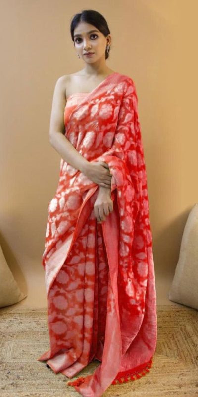 KP 1073 Red Soft Lichi Silk Saree Perfect for Wedding, Party, Sangeet, Ethnic Day, Festival Celebrations Get it for ₹1399. Delivery 4-6 Working Da | Sarees, Bollywood Sarees, Creative Sarees, Designer Sarees, Embroidered Sarees, Ethnic Saree, Modern Digital sarees, Party Wear Sarees