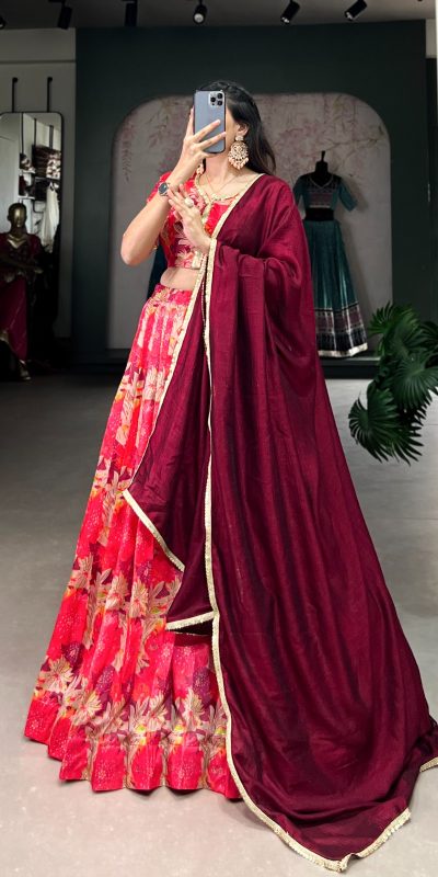 LNB 1032 Red Tussar Silk With Lace Work & Sequins Work Lehenga Choli. Now at just ₹1799. Delivery 4-6 Working Days. Shop now. | Lehenga, Bollywood Lehenga, Creative Lehenga, Designer Lehenga, Embroidered Lehenga, Party Wear Lehenga