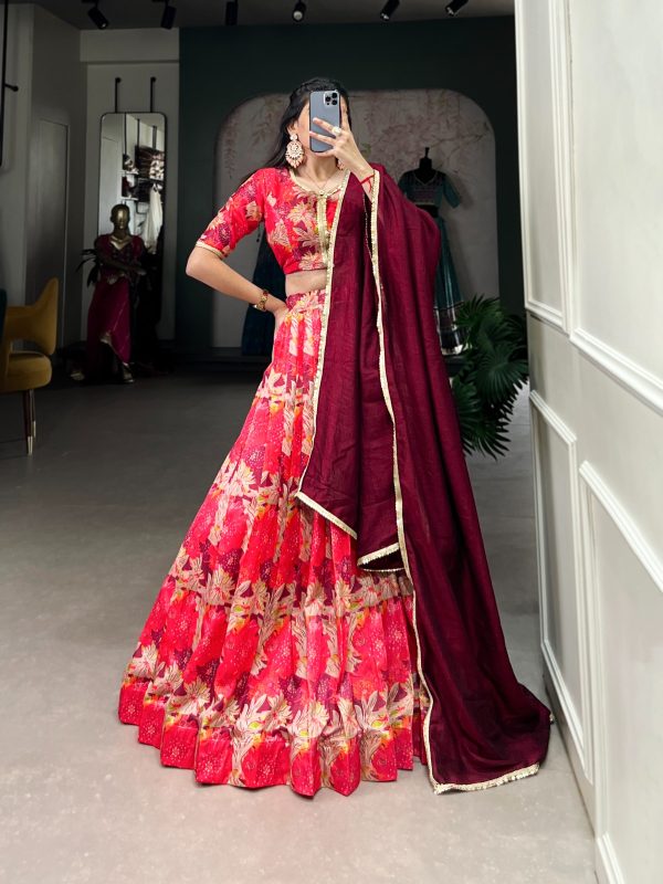 LNB 1032 Red Tussar Silk With Lace Work & Sequins Work Lehenga Choli. Now at just ₹1799. Delivery 4-6 Working Days. Shop now. | Lehenga, Bollywood Lehenga, Creative Lehenga, Designer Lehenga, Embroidered Lehenga, Party Wear Lehenga