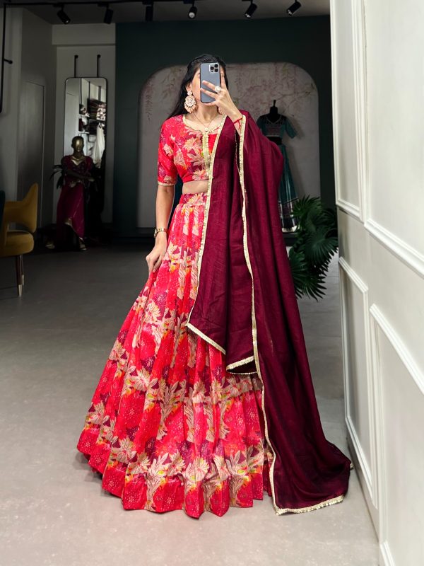 LNB 1032 Red Tussar Silk With Lace Work & Sequins Work Lehenga Choli. Now at just ₹1799. Delivery 4-6 Working Days. Shop now. | Lehenga, Bollywood Lehenga, Creative Lehenga, Designer Lehenga, Embroidered Lehenga, Party Wear Lehenga