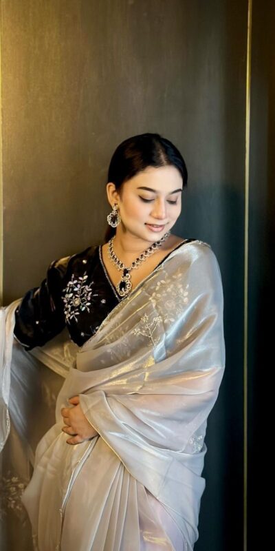 AC JIYA Silver Soft Jimmy Chuu with Lace Border & Lace Work Saree . Available at ₹3049 only. Delivery 4-6 Working Days. Shop now. | Sarees, Bollywood Sarees, Creative Sarees, Designer Sarees, Embroidered Sarees, Ethnic Saree, Modern Digital sarees, Party Wear Sarees