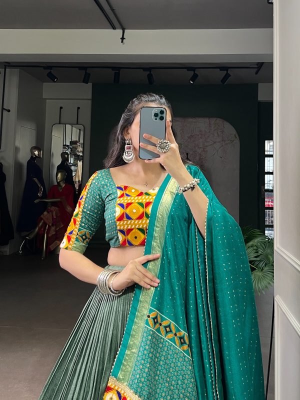LNB 1734 Teal Tasar Silk Gamthi Work With MirrorWork Lehenga Choli Introductory Price ₹2999. Delivery 4-6 Working Days. Shop now. | Lehenga, Bollywood Lehenga, Creative Lehenga, Designer Lehenga, Embroidered Lehenga, Party Wear Lehenga