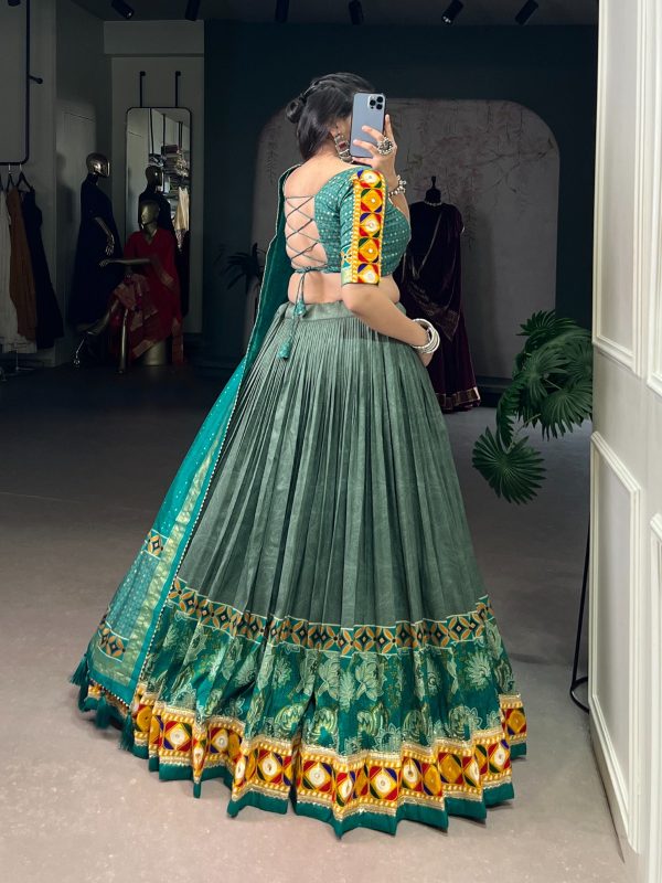 LNB 1734 Teal Tasar Silk Gamthi Work With MirrorWork Lehenga Choli Introductory Price ₹2999. Delivery 4-6 Working Days. Shop now. | Lehenga, Bollywood Lehenga, Creative Lehenga, Designer Lehenga, Embroidered Lehenga, Party Wear Lehenga