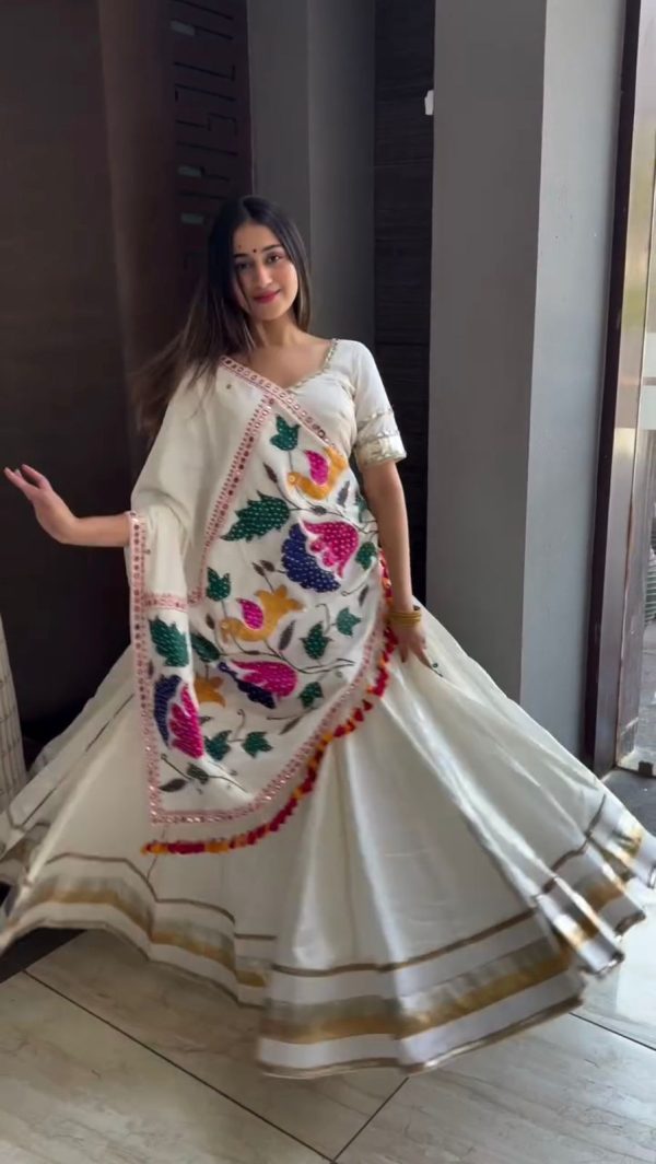 LG 653 White Cotton Lehenga Choli Perfect for Wedding, Party, Diwali, Lohri, Anniversary . Now at just ₹2399. Delivery 4-6 Working Days. Shop now. | Lehenga, Bollywood Lehenga, Creative Lehenga, Designer Lehenga, Embroidered Lehenga, Party Wear Lehenga