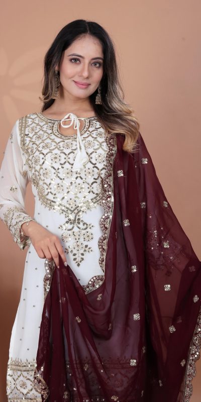 ZSR 3119 White Heavy Faux Georgette With 5mm Embroidery Sequence Work With Full Sleeve Salwar Suit Wedding, Party, Festive, Events Festive Deal ₹ | Jump Suits, Tops & Bottoms, Track Suits, Salwar suit, Casual Suits, Creative suits, Designer Suits, Palazzo Suits, Party Wear Suits, Patiala Suits, Straight Suits, Trendy Wear