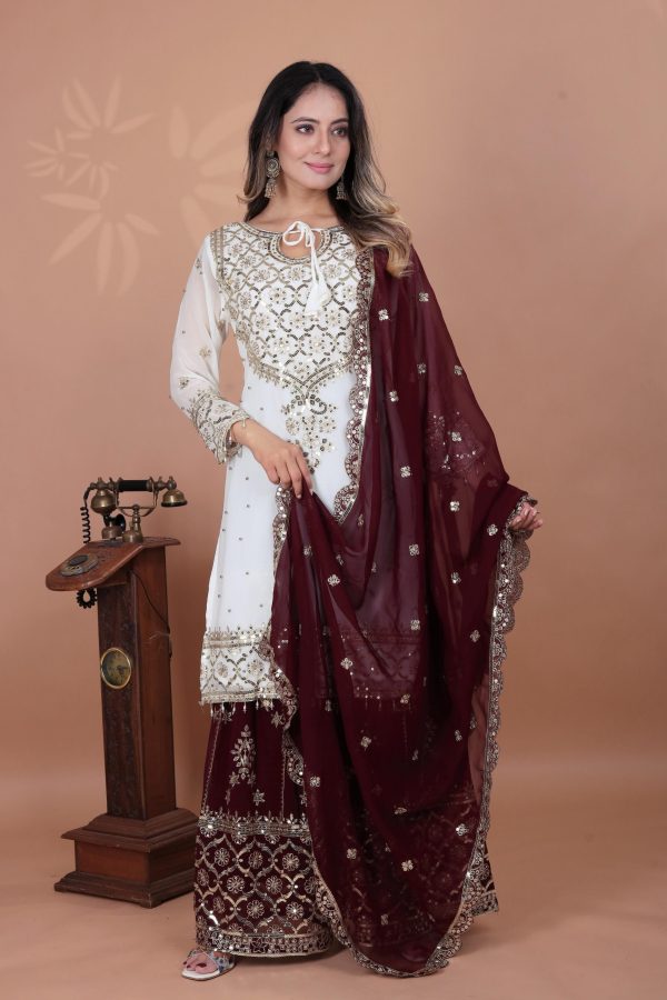 ZSR 3119 White Heavy Faux Georgette With 5mm Embroidery Sequence Work With Full Sleeve Salwar Suit Wedding, Party, Festive, Events Festive Deal ₹ | Jump Suits, Tops & Bottoms, Track Suits, Salwar suit, Casual Suits, Creative suits, Designer Suits, Palazzo Suits, Party Wear Suits, Patiala Suits, Straight Suits, Trendy Wear