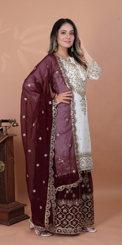 ZSR 3119 White Heavy Faux Georgette With 5mm Embroidery Sequence Work With Full Sleeve Salwar Suit Wedding, Party, Festive, Events Festive Deal ₹ | Jump Suits, Tops & Bottoms, Track Suits, Salwar suit, Casual Suits, Creative suits, Designer Suits, Palazzo Suits, Party Wear Suits, Patiala Suits, Straight Suits, Trendy Wear