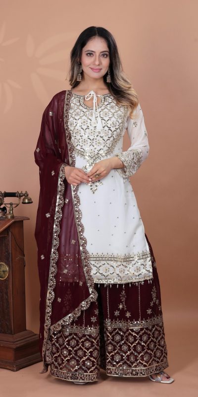 ZSR 3119 White Heavy Faux Georgette With 5mm Embroidery Sequence Work With Full Sleeve Salwar Suit Wedding, Party, Festive, Events Festive Deal ₹ | Jump Suits, Tops & Bottoms, Track Suits, Salwar suit, Casual Suits, Creative suits, Designer Suits, Palazzo Suits, Party Wear Suits, Patiala Suits, Straight Suits, Trendy Wear