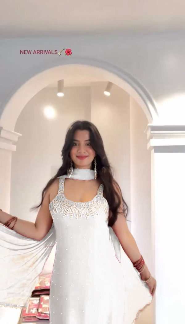 KD 1531 White Faux Georgette Lace Work Salwar Suit in . Wedding, Party, Festive, Events, Grab it for ₹2399. Delivery 4-6 Working Days. Shop now. | Jump Suits, Tops & Bottoms, Track Suits, Salwar suit, Casual Suits, Creative suits, Designer Suits, Palazzo Suits, Party Wear Suits, Patiala Suits, Straight Suits, Trendy Wear