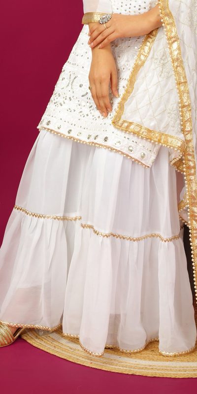 SR 1671 White Georgette Salwar Suit Perfect for Wedding, Party, Cultural Events, Temple Visit, Lohri Now at just ₹1799. Delivery 4-6 Working Days. | Jump Suits, Tops & Bottoms, Track Suits, Salwar suit, Casual Suits, Creative suits, Designer Suits, Palazzo Suits, Party Wear Suits, Patiala Suits, Straight Suits, Trendy Wear