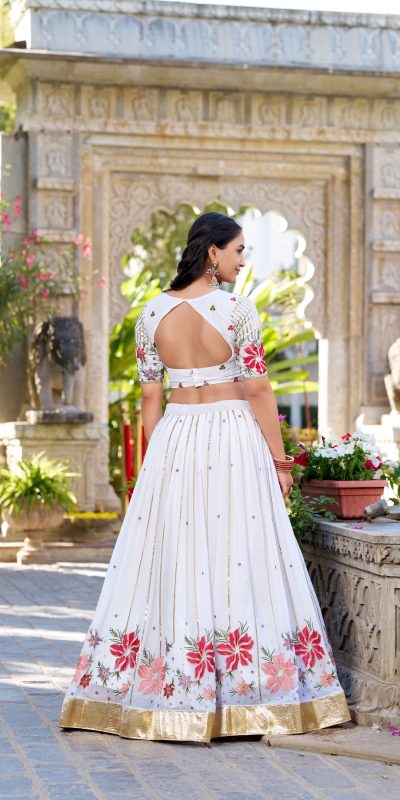 LNB 1413 White Georgette With Sequins Work & Embroidery Work Lehenga Choli . Affordable Price ₹3299. Delivery 4-6 Working Days. Shop now. | Lehenga, Bollywood Lehenga, Creative Lehenga, Designer Lehenga, Embroidered Lehenga, Party Wear Lehenga