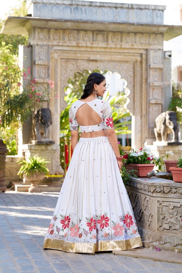 LNB 1413 White Georgette With Sequins Work & Embroidery Work Lehenga Choli . Affordable Price ₹3299. Delivery 4-6 Working Days. Shop now. | Lehenga, Bollywood Lehenga, Creative Lehenga, Designer Lehenga, Embroidered Lehenga, Party Wear Lehenga
