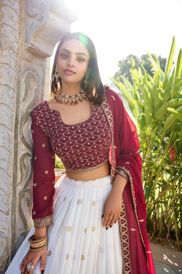 LNB 1412 White Georgette With Sequins Work & Embroidery Work Lehenga Choli Affordable Price ₹2799. Delivery 4-6 Working Days. Shop now. | Lehenga, Bollywood Lehenga, Creative Lehenga, Designer Lehenga, Embroidered Lehenga, Party Wear Lehenga