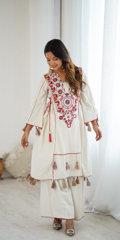 SRK 5286 White in Khadi Cotton Mirror Work & Embroidery Work Salwar Suit . Now at just ₹2099. Delivery 4-6 Working Days. Shop now. | Jump Suits, Salwar suit, Casual Suits, Creative suits, Designer Suits, Palazzo Suits, Party Wear Suits, Patiala Suits, Straight Suits