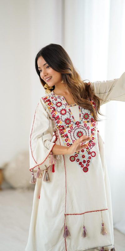 SRK 5286 White in Khadi Cotton Mirror Work & Embroidery Work Salwar Suit . Now at just ₹2099. Delivery 4-6 Working Days. Shop now. | Jump Suits, Salwar suit, Casual Suits, Creative suits, Designer Suits, Palazzo Suits, Party Wear Suits, Patiala Suits, Straight Suits