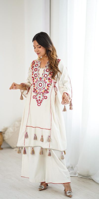SRK 5286 White in Khadi Cotton Mirror Work & Embroidery Work Salwar Suit . Now at just ₹2099. Delivery 4-6 Working Days. Shop now. | Jump Suits, Salwar suit, Casual Suits, Creative suits, Designer Suits, Palazzo Suits, Party Wear Suits, Patiala Suits, Straight Suits