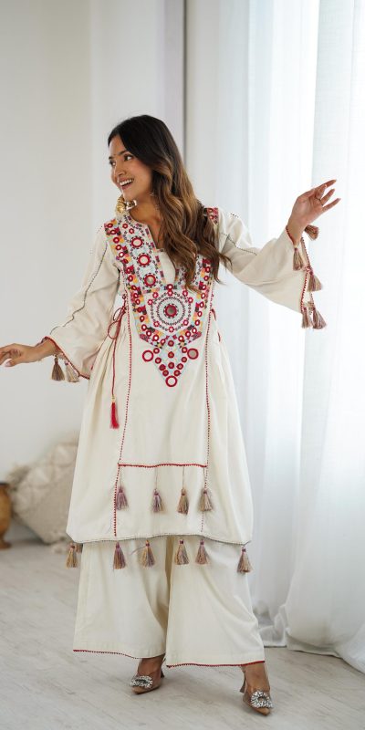 SRK 5286 White in Khadi Cotton Mirror Work & Embroidery Work Salwar Suit . Now at just ₹2099. Delivery 4-6 Working Days. Shop now. | Jump Suits, Salwar suit, Casual Suits, Creative suits, Designer Suits, Palazzo Suits, Party Wear Suits, Patiala Suits, Straight Suits