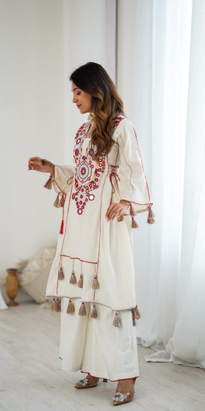 SRK 5286 White in Khadi Cotton Mirror Work & Embroidery Work Salwar Suit . Now at just ₹2099. Delivery 4-6 Working Days. Shop now. | Jump Suits, Salwar suit, Casual Suits, Creative suits, Designer Suits, Palazzo Suits, Party Wear Suits, Patiala Suits, Straight Suits