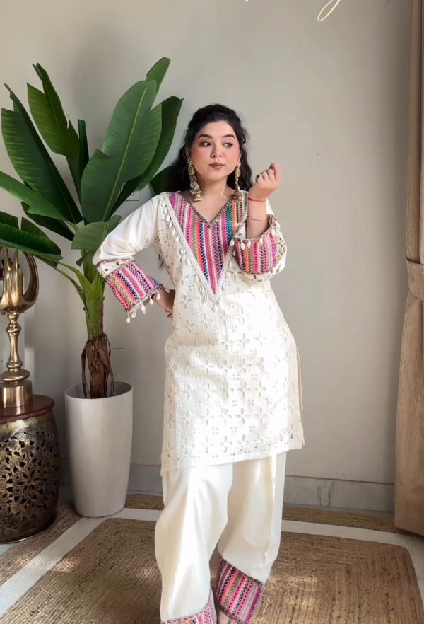 SR 1683 White Khadi Cotton with Thread Embroidery & Embroidery Work Salwar Suit just ₹1999. Delivery 4-6 Working Days. Shop now. | Jump Suits, Tops & Bottoms, Track Suits, Salwar suit, Casual Suits, Creative suits, Designer Suits, Palazzo Suits, Party Wear Suits, Patiala Suits, Straight Suits, Trendy Wear