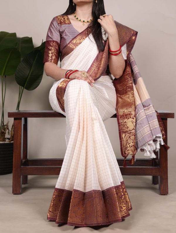 YNF 7405 White Poly Cotton With Zari Work Saree . Wedding, Party, Festive, Events Now at just ₹1449. Delivery 4-6 Working Days. Shop now. | Sarees, Bollywood Sarees, Creative Sarees, Designer Sarees, Embroidered Sarees, Ethnic Saree, Modern Digital sarees, Party Wear Sarees