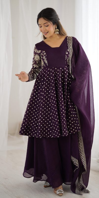 ZSR 3134 Wine Crunchy Silk Salwar Suit Perfect for Wedding, Party, Sangeet, Anniversary, Housewarming Introductory Price ₹2399. Delivery 4-6 | Jump Suits, Salwar suit, Casual Suits, Creative suits, Designer Suits, Palazzo Suits, Party Wear Suits, Patiala Suits, Straight Suits