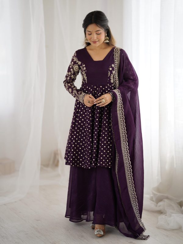 ZSR 3134 Wine Crunchy Silk Salwar Suit Perfect for Wedding, Party, Sangeet, Anniversary, Housewarming Introductory Price ₹2399. Delivery 4-6 | Jump Suits, Salwar suit, Casual Suits, Creative suits, Designer Suits, Palazzo Suits, Party Wear Suits, Patiala Suits, Straight Suits