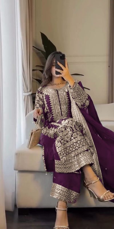 SR 1654 Maroon in Faux Georgette With Heavy Embroidery Sequence Work Wedding, Party, Festive, Events Special 4-6 Working Days At 2599/- Only | Jump Suits, Salwar suit, Casual Suits, Creative suits, Designer Suits, Palazzo Suits, Party Wear Suits, Patiala Suits, Straight Suits