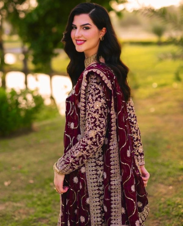 SRK 5238 Maroon Faux Georgette With 5mm Embroidery Sequence Work with Beads Work Wedding, Party, Festive, Events, 4-6 Working Days At 2399 | Jump Suits, Salwar suit, Casual Suits, Creative suits, Designer Suits, Palazzo Suits, Party Wear Suits, Patiala Suits, Straight Suits