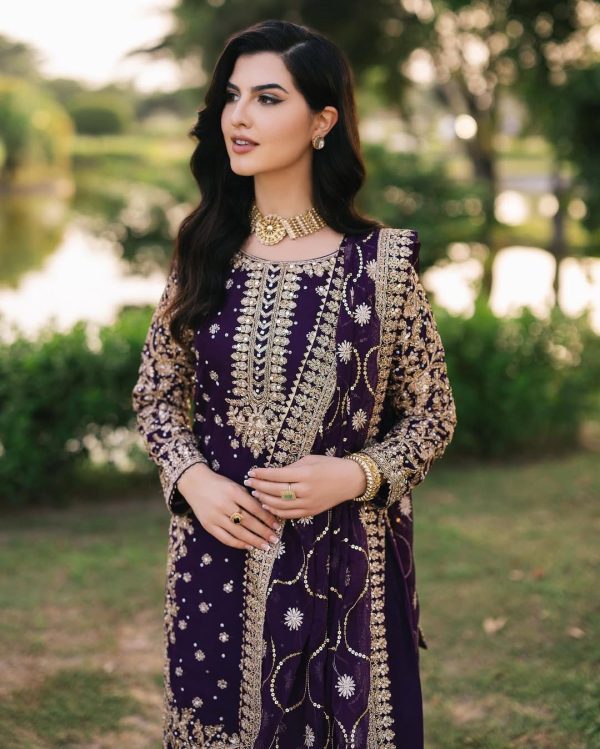SRK 5238 Wine Faux Georgette With 5mm Embroidery Sequence Work with Beads Work Wedding, Party, Festive, Events, 4-6 Working Days At 2399 | Jump Suits, Salwar suit, Casual Suits, Creative suits, Designer Suits, Palazzo Suits, Party Wear Suits, Patiala Suits, Straight Suits