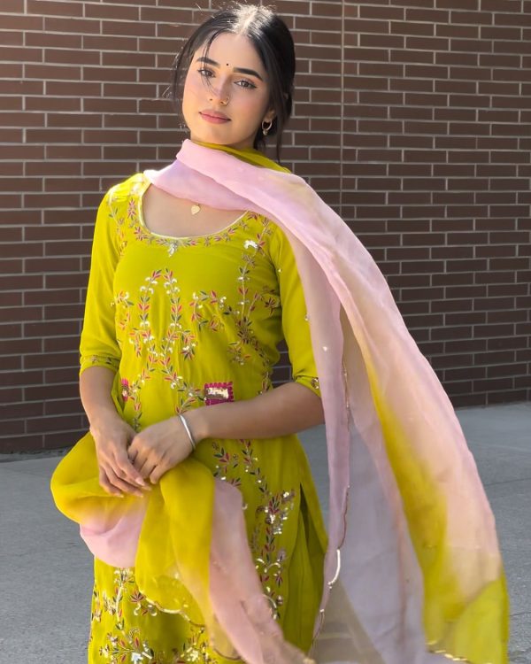LG 1997 Yellow Georgette Embroidery Work & Lace Work Salwar Suit in . Festive Deal ₹1899. Delivery 4-6 Working Days. Shop now. | Jump Suits, Tops & Bottoms, Track Suits, Salwar suit, Casual Suits, Creative suits, Designer Suits, Palazzo Suits, Party Wear Suits, Patiala Suits, Straight Suits, Trendy Wear