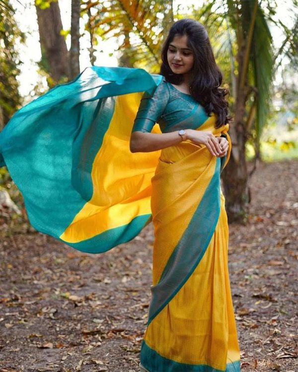 KP 5059 Yellow Color Soft Lichi Silk Cloth. Saree with Designer Work. Get it for ₹1449. Delivery 4-6 Working Days. Shop now. | Sarees, Bollywood Sarees, Creative Sarees, Designer Sarees, Embroidered Sarees, Ethnic Saree, Modern Digital sarees, Party Wear Sarees