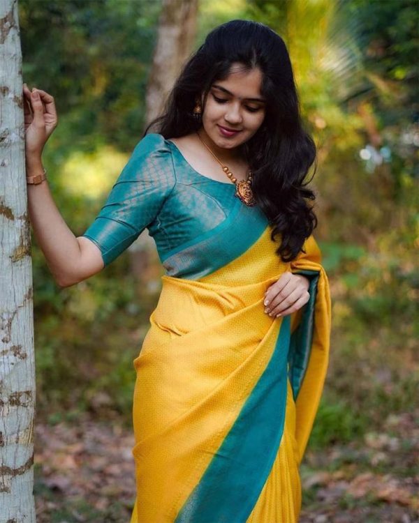KP 5059 Yellow Color Soft Lichi Silk Cloth. Saree with Designer Work. Get it for ₹1449. Delivery 4-6 Working Days. Shop now. | Sarees, Bollywood Sarees, Creative Sarees, Designer Sarees, Embroidered Sarees, Ethnic Saree, Modern Digital sarees, Party Wear Sarees